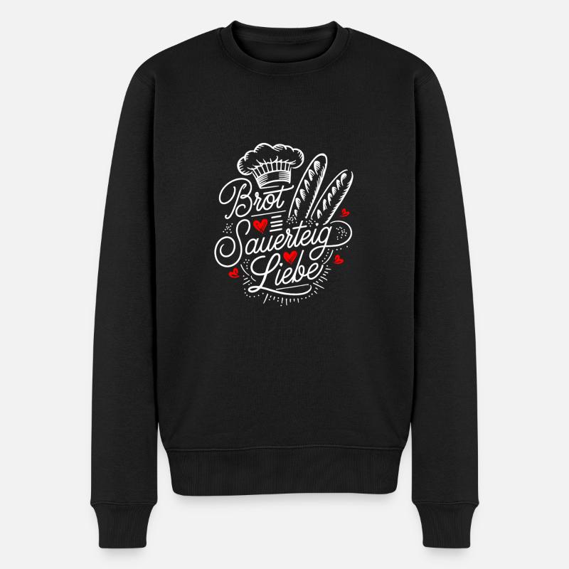 Backen ist Sauerteig und Liebe - Männer Premium Bio Pullover - Schwarz