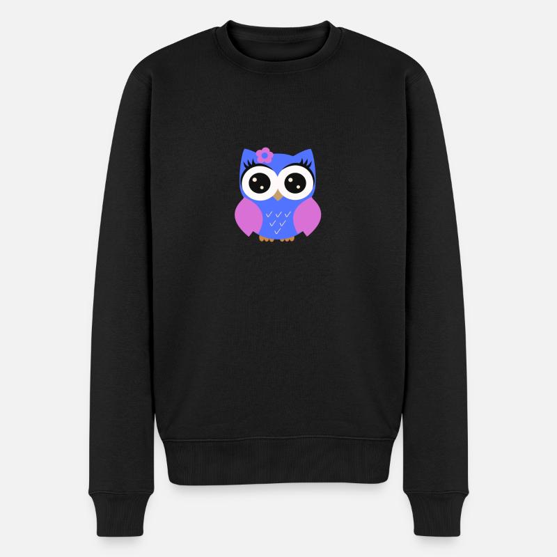Eule lila blau - Männer Premium Bio Pullover - Schwarz