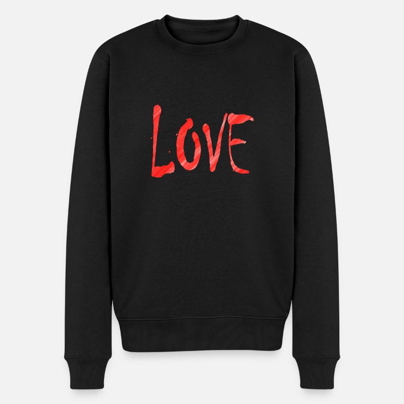 LIEBE - Männer Premium Bio Pullover - Schwarz