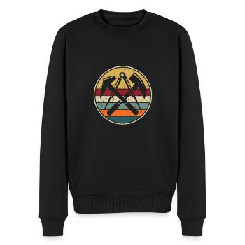 Dachdecker Zunftzeichen Dachdeckermeister - Männer Premium Bio Pullover - Schwarz - Vorne - Nico (187cm)