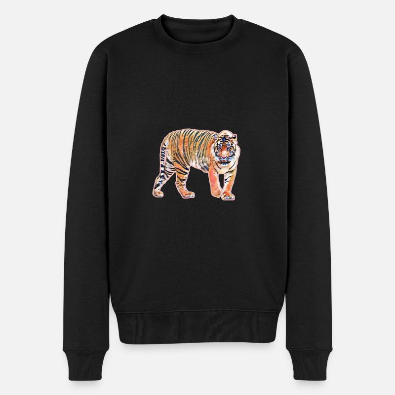 Tiger - Männer Premium Bio Pullover - Schwarz