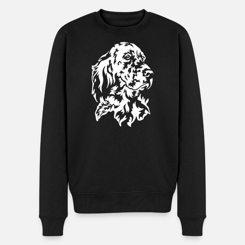 Englischer Setter Kopf "Black Edition" - Männer Premium Bio Pullover - Schwarz