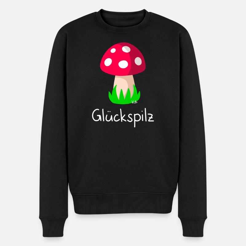 Glückspilz - Männer Premium Bio Pullover - Schwarz