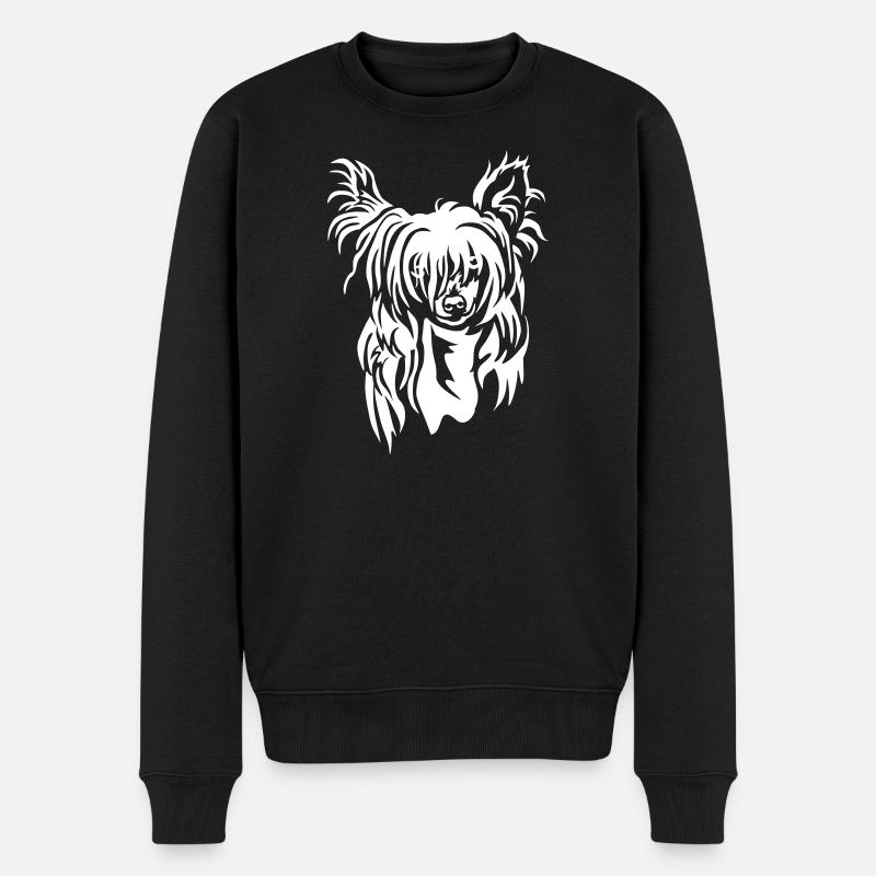 Chinese Crested Dog Kopf "Black Edition" - Männer Premium Bio Pullover - Schwarz