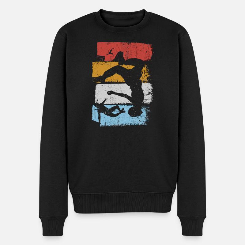Silhouette du plongeur couchant de rayures - Pull Premium bio Homme - noir