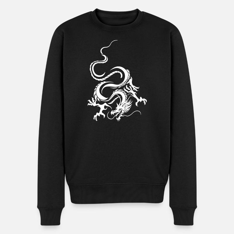 Dragon Blanc Art graphique complexe - Pull Premium bio Homme - noir