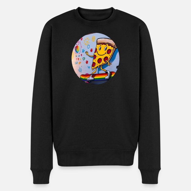 Grafiti de planche à roulettes Pizza Slice - Pull Premium bio Homme - noir