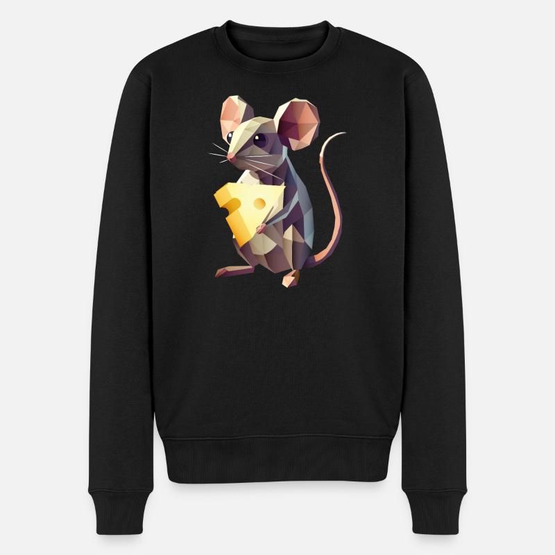 Souris polygonale avec du fromage – Motif animal mignon - Pull Premium bio Homme - noir