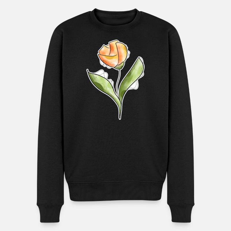 Tulpe - Männer Premium Bio Pullover - Schwarz