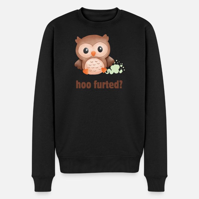 Hoo Furted Owl Pun - Männer Premium Bio Pullover - Schwarz