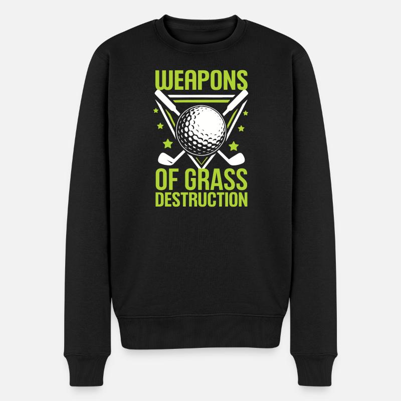 Golf - Waffen der Graszerstörung - Männer Premium Bio Pullover - Schwarz