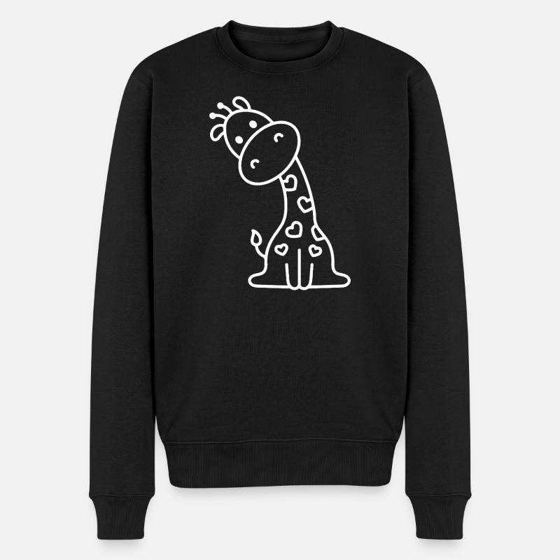 Süße Giraffe Skizze – kindliches Tiermotiv Design - Männer Premium Bio Pullover - Schwarz