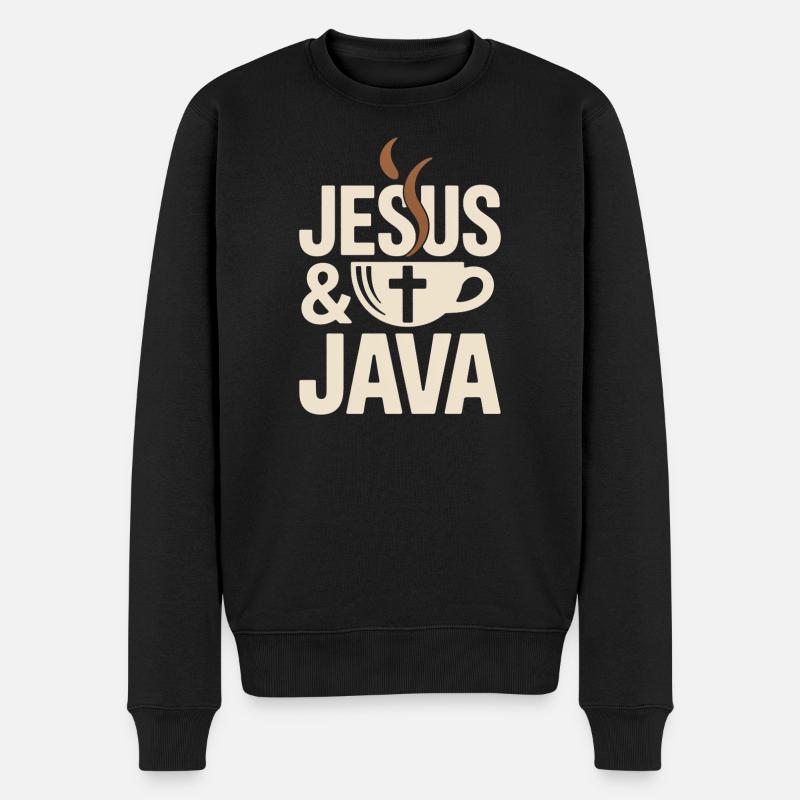 Jesus Und Kaffee Für Christen - Männer Premium Bio Pullover - Schwarz