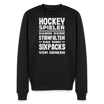 Lustiges Hockey Hockeyspieler Geschenk - Männer Premium Bio Pullover - Schwarz - Vorne - Nico (187cm)