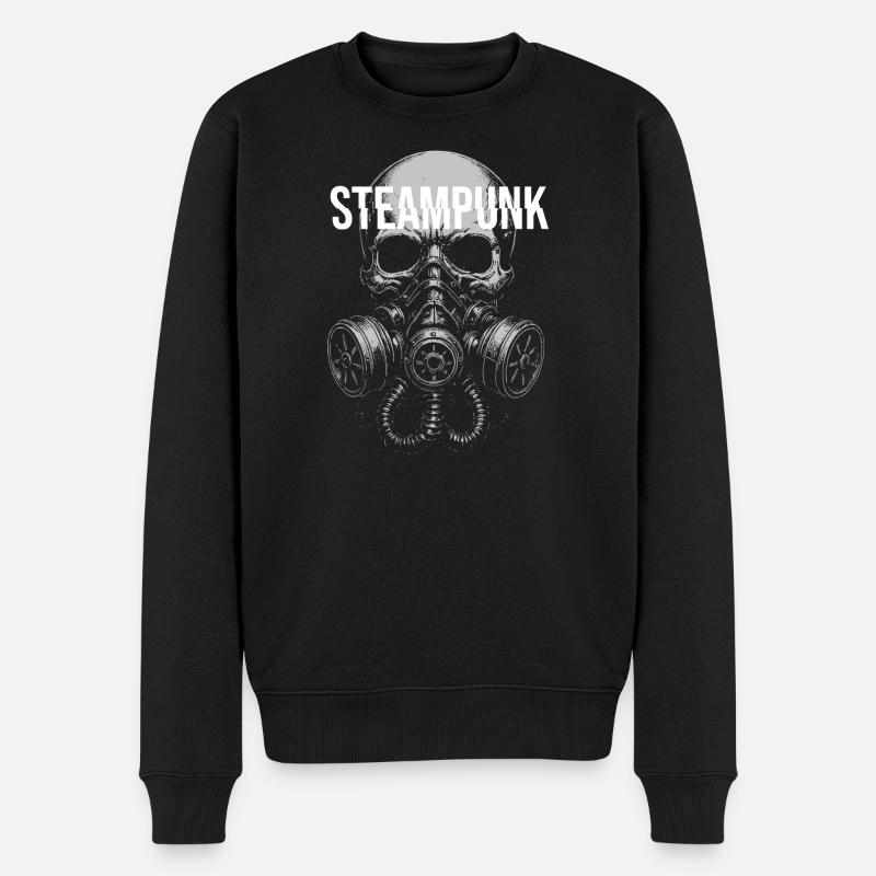 Steampunk-Gasmaskenschädel - Männer Premium Bio Pullover - Schwarz