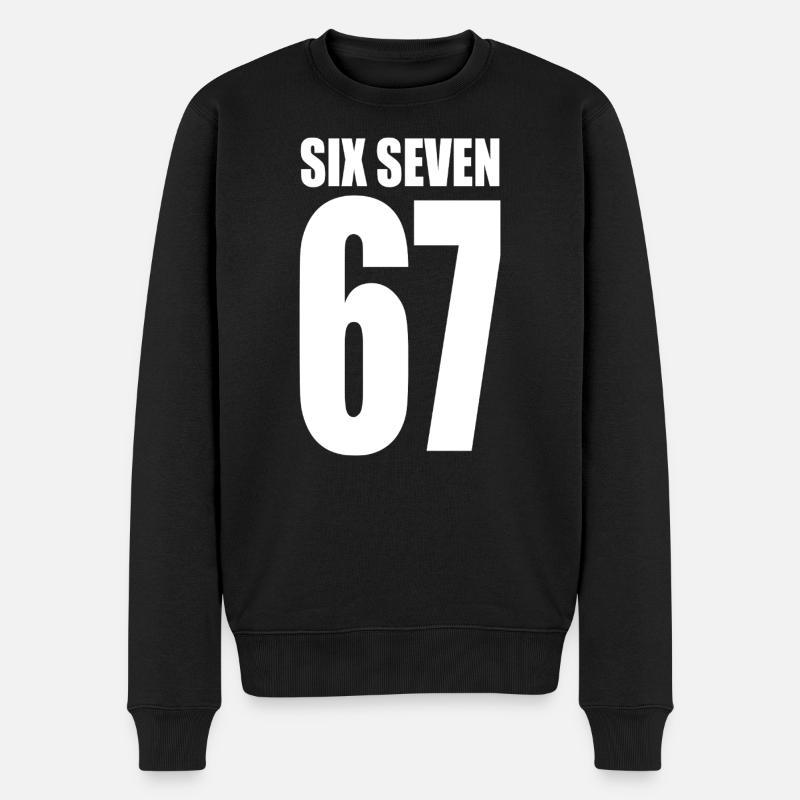 67 - six seven sixseven meme viral - Männer Premium Bio Pullover - Schwarz