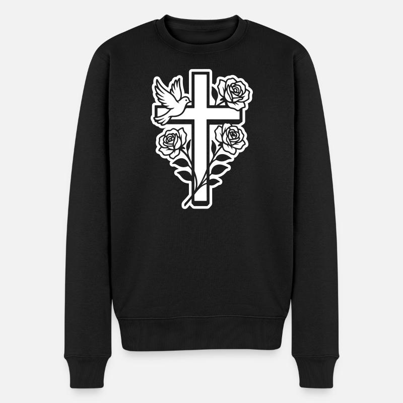 Colombe croix chrétienne - Pull Premium bio Homme - noir