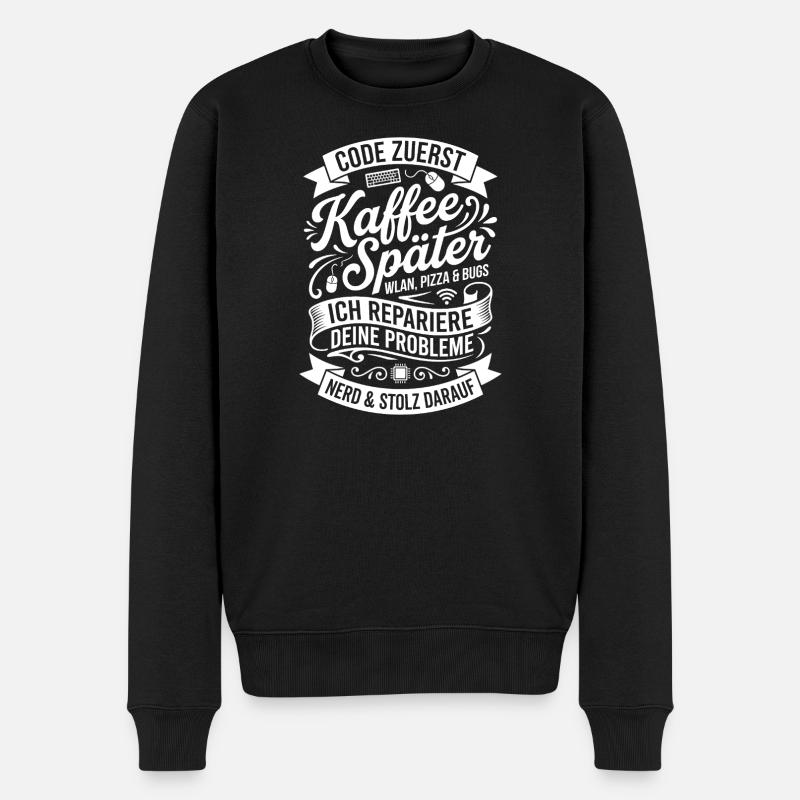 Code First Coffee Later - Men's Premium Organic Jumper - black