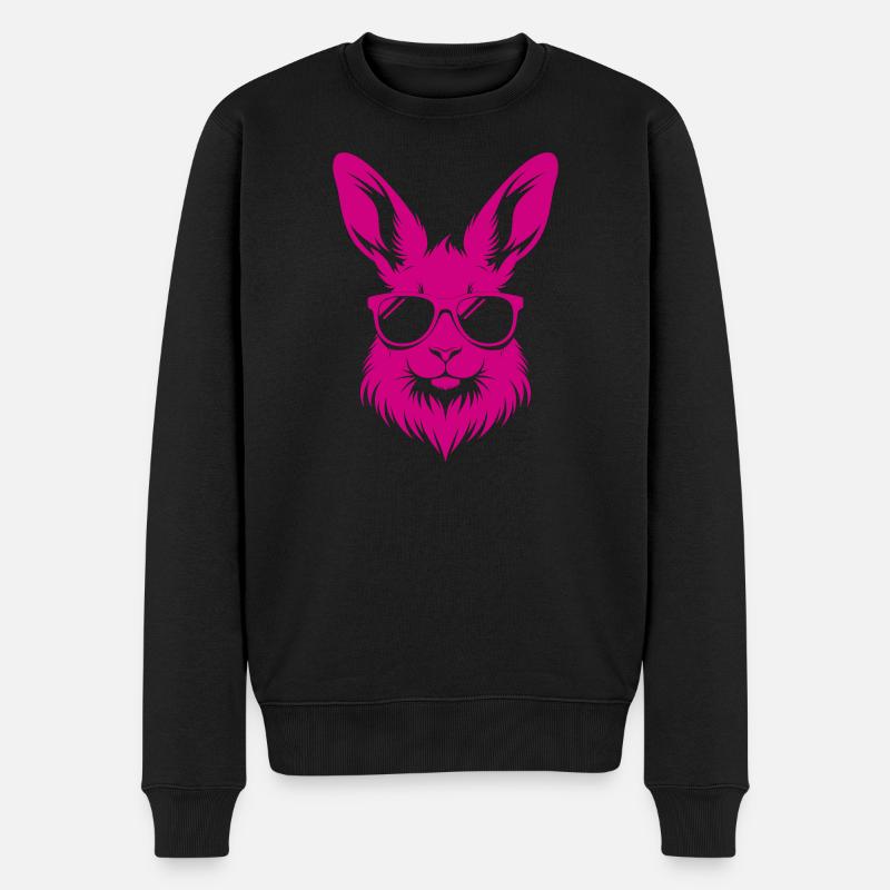 Rosa Sonnenbrillenhase - Männer Premium Bio Pullover - Schwarz