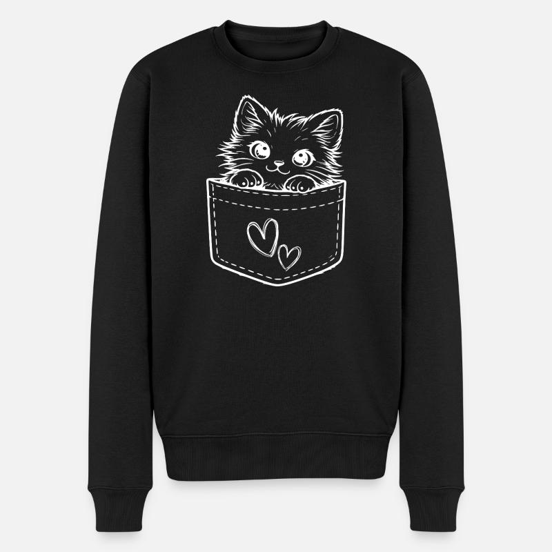 Kätzchen aus der Tasche - Männer Premium Bio Pullover - Schwarz