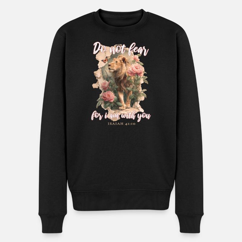 Löwe Bibelvers Christlich - Männer Premium Bio Pullover - Schwarz