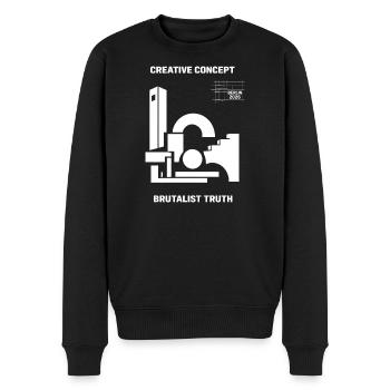 Brutalist Truth Berlin 2026 Architektur - Männer Premium Bio Pullover - Schwarz - Vorne - Nico (187cm)