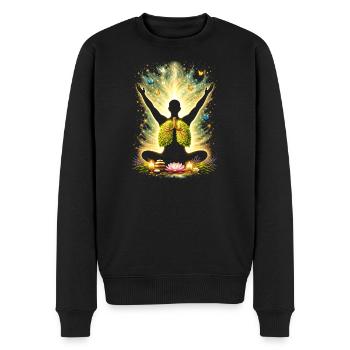 Meditation Atmung Natur Lunge Design  - Männer Premium Bio Pullover - Schwarz - Vorne - Nico (187cm)