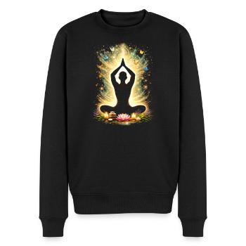 Yoga Achtsamkeit Energie Silhouette Design - Männer Premium Bio Pullover - Schwarz - Vorne - Nico (187cm)