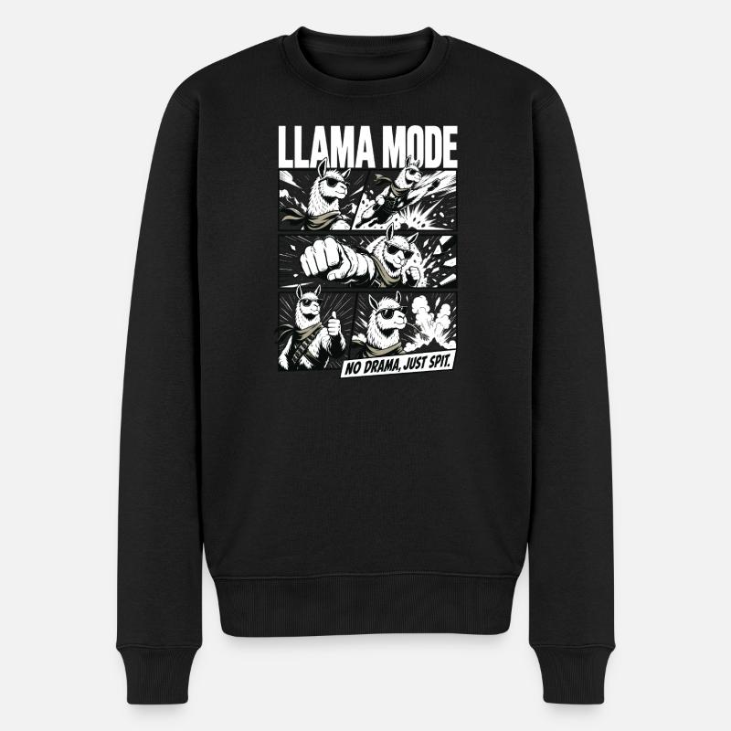 No Drama Llama Comic Vibes - Männer Premium Bio Pullover - Schwarz