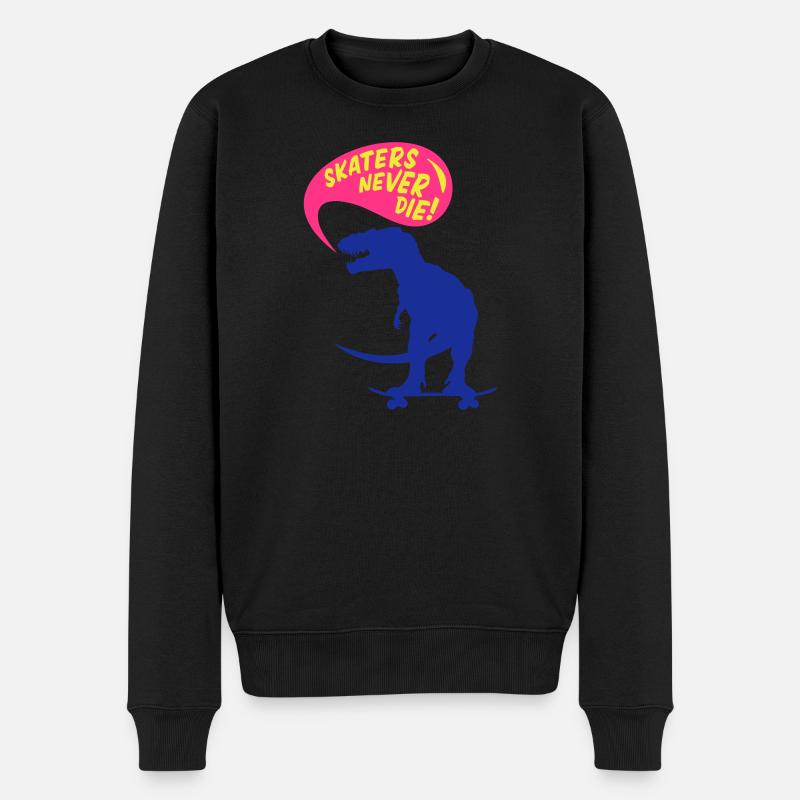 t-rex skater - Männer Premium Bio Pullover - Schwarz