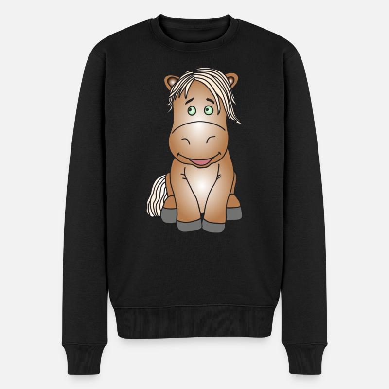 Super süßes Pony - Männer Premium Bio Pullover - Schwarz