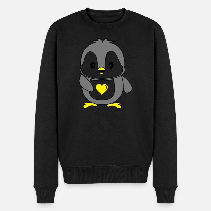 pinguin love - Männer Premium Bio Pullover - Schwarz