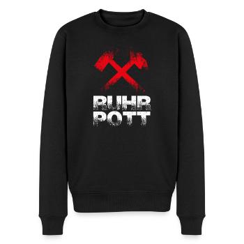 RUHRPOTT 02 - Männer Premium Bio Pullover - Schwarz - Vorne - Nico (187cm)