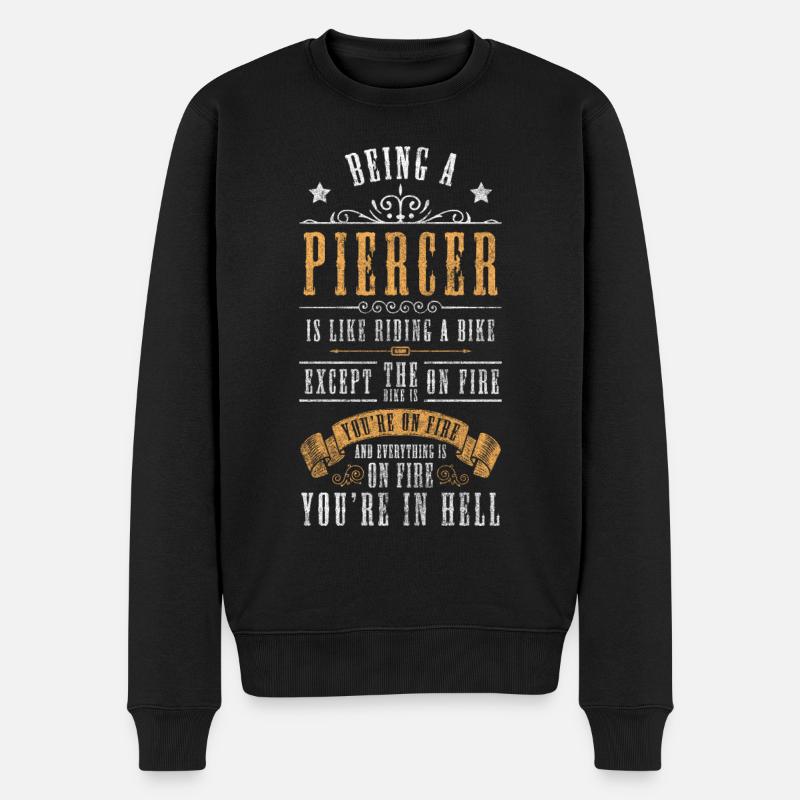 Piercer Nadel Beruf Ring - Männer Premium Bio Pullover - Schwarz