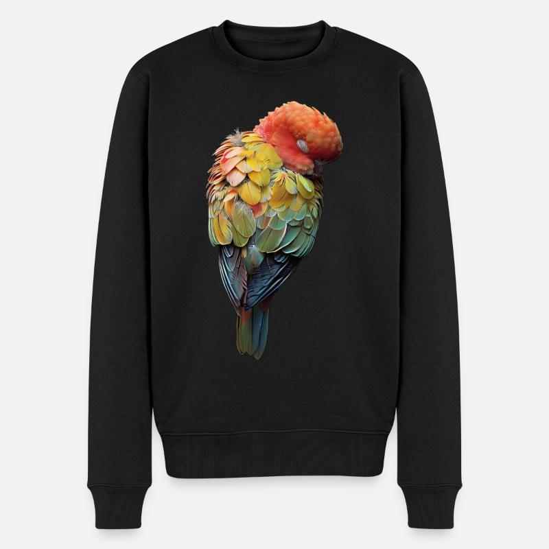 Papagei - Männer Premium Bio Pullover - Schwarz