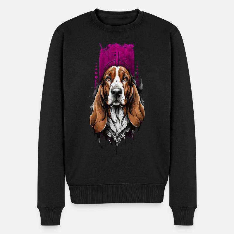 Fidèle compagnon : basset hound - Pull Premium bio Homme - noir