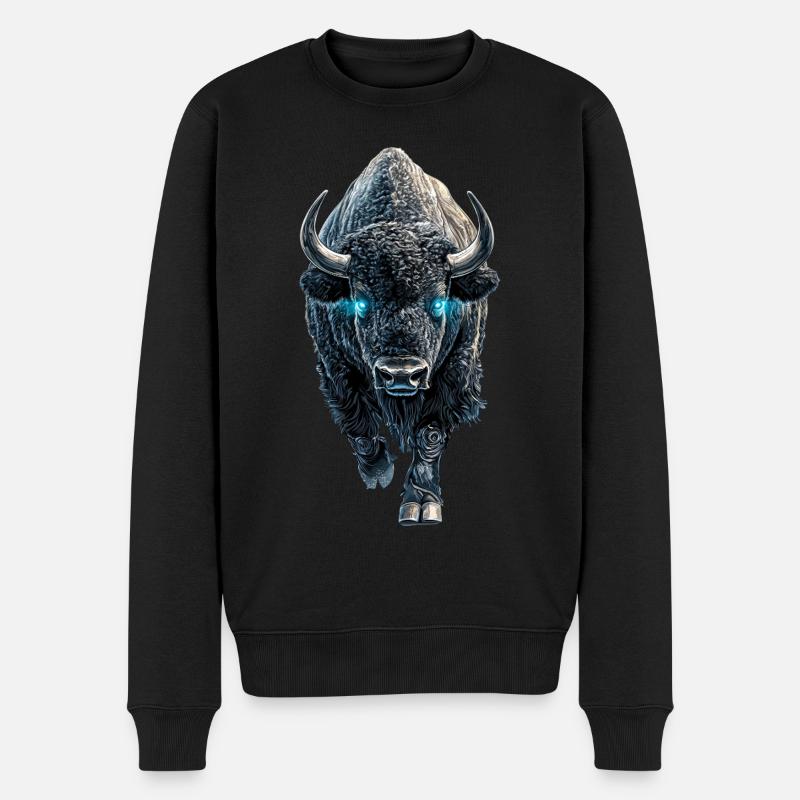 Bison - Männer Premium Bio Pullover - Schwarz