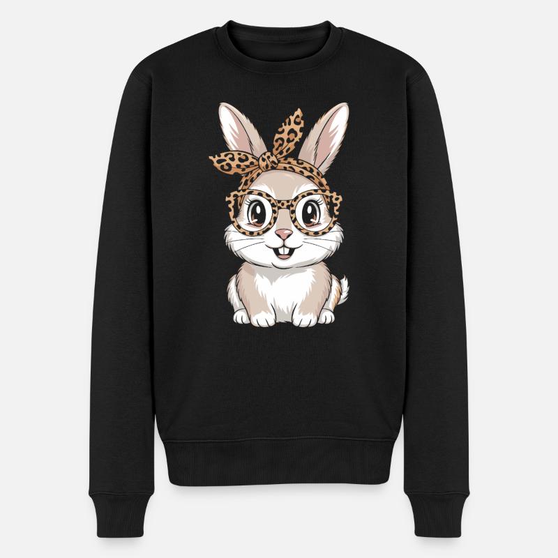 Mignon Lapin Pâques Léopard Année du Lapin - Pull Premium bio Homme - noir