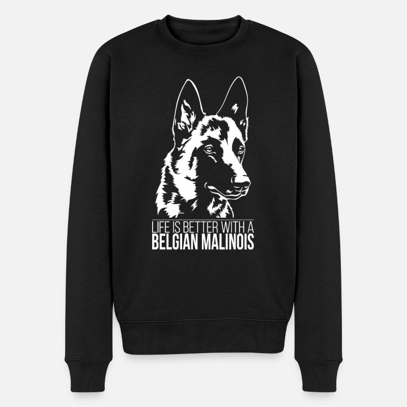 Belgian Malinois life is better Hunde Wilsigns - Männer Premium Bio Pullover - Schwarz