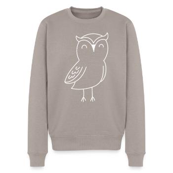 Chouette mignonne, animal de la forêt, hiboux - Pull Premium bio Homme - taupe - Devant - Nico (187cm)