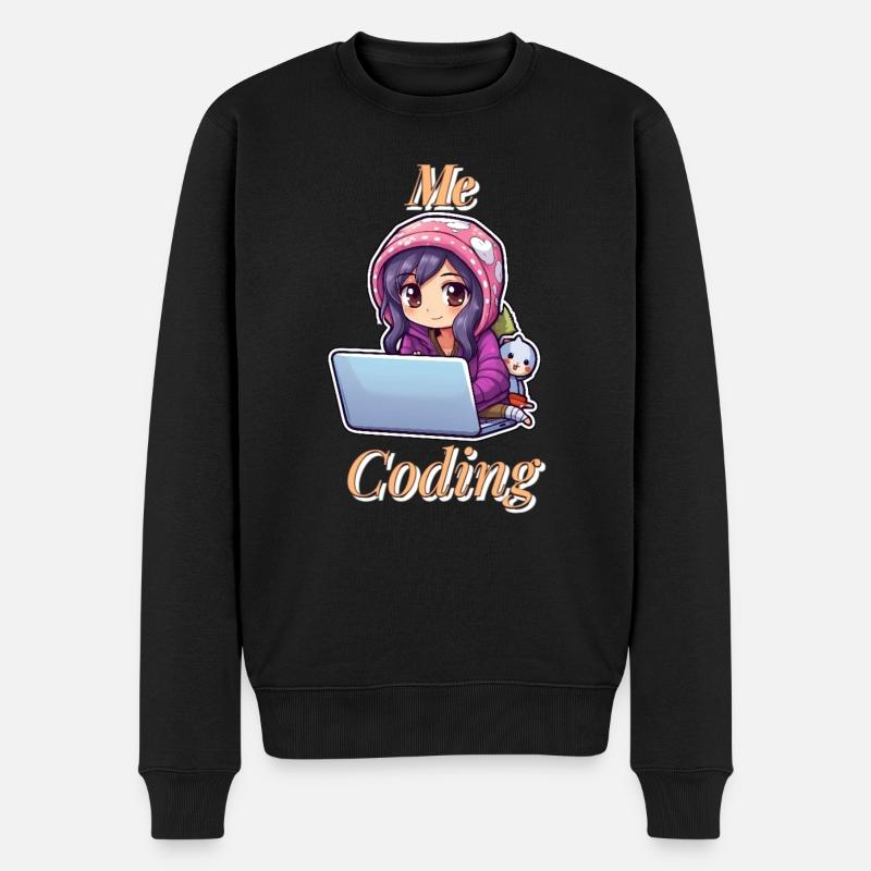 Coding Cutie: Anime Girl - Männer Premium Bio Pullover - Schwarz