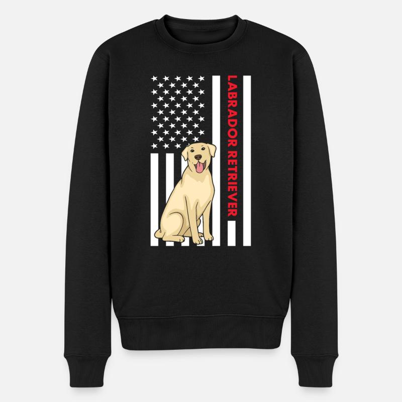 Labrador Retriever Us Flag - Männer Premium Bio Pullover - Schwarz