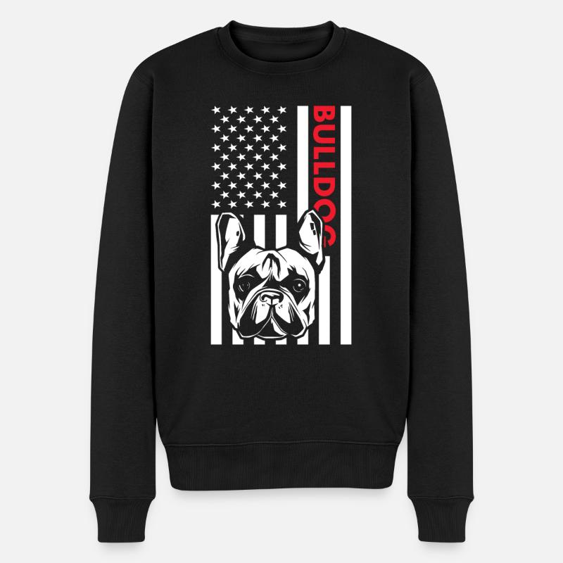 Bulldog Us Flag - Männer Premium Bio Pullover - Schwarz