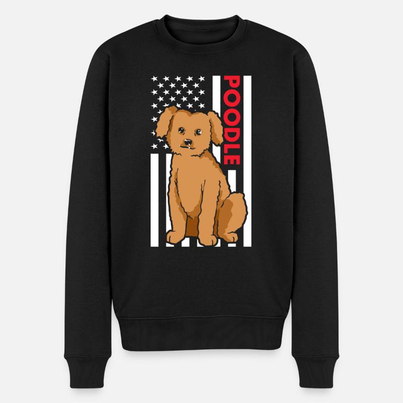 Poodle Us Flag - Männer Premium Bio Pullover - Schwarz