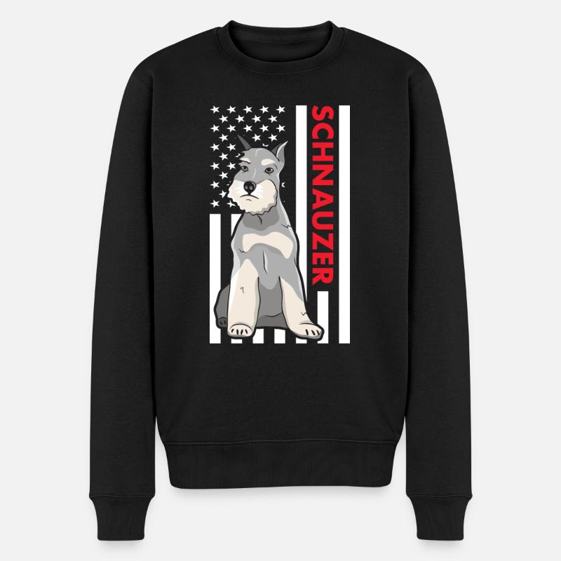 Schnauzer Us Flag - Pull Premium bio Homme - noir
