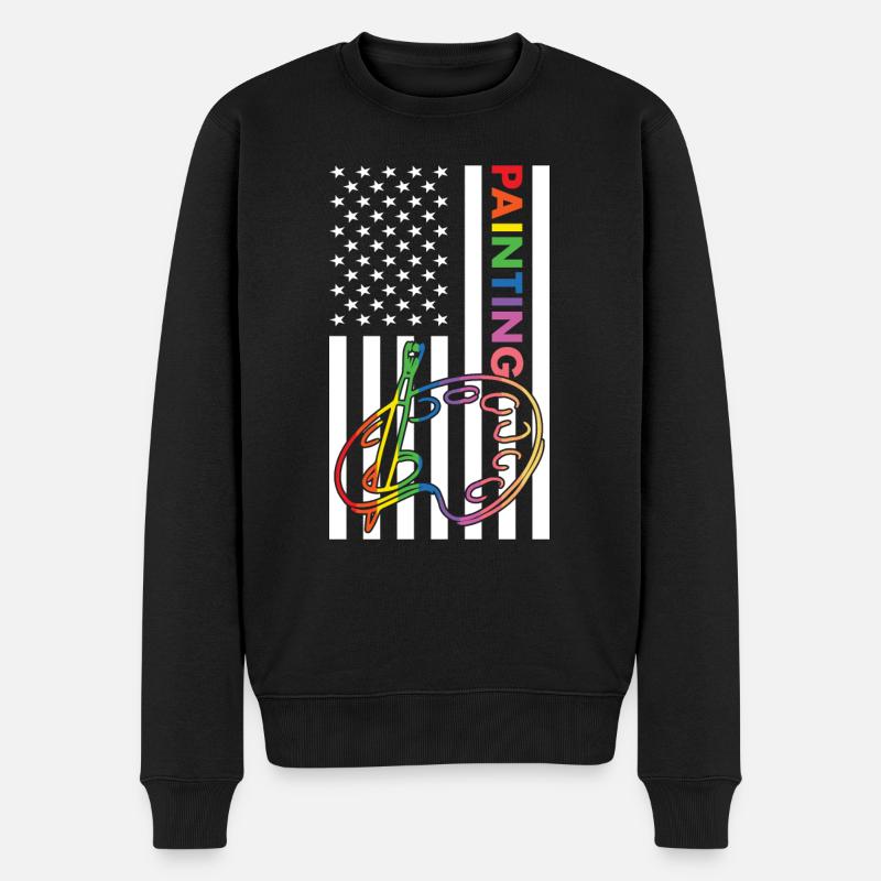 Peintre Us Drapeau Peinture - Pull Premium bio Homme - noir