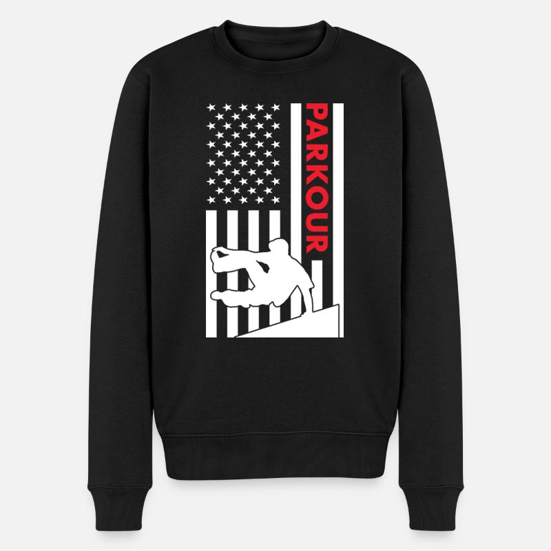 Traceur Us Flag Parkour - Pull Premium bio Homme - noir