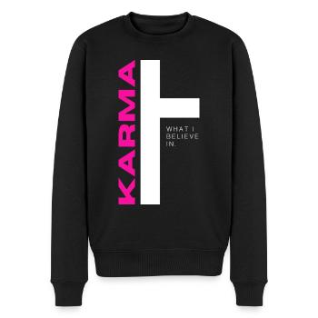 Karma ce en quoi je crois - Pull Premium bio Homme - noir - Devant - Nico (187cm)