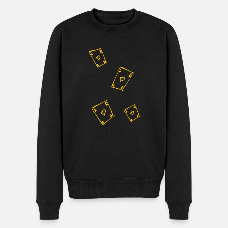 Spielkarten - Männer Premium Bio Pullover - Schwarz