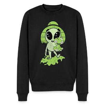 Alien mit Voodoo Puppe - Männer Premium Bio Pullover - Schwarz - Vorne - Nico (187cm)